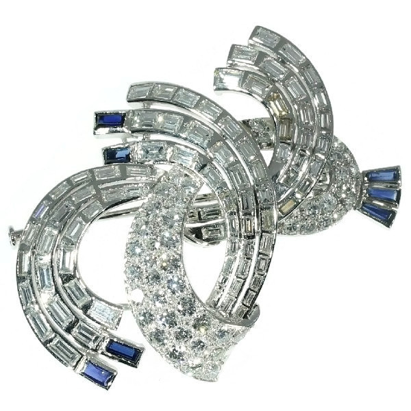 Over 8 Carat Diamonds Platinum Estate Brooch